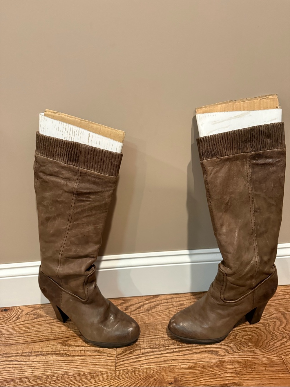 Frye Taupe Mimi Scrunch Over-the-Knee Boots